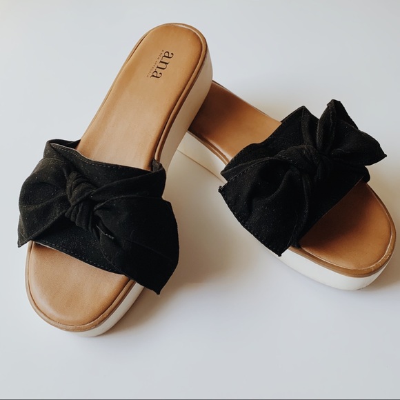 a.n.a Shoes - SALE A.N.A • Bow Platform Slip on Sandals Black8.5